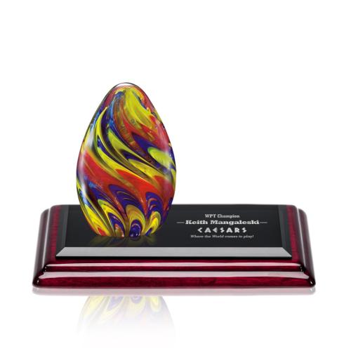 Awards and Trophies - Crystal Awards - Glass Awards - Art Glass Awards - Hibiscus Tear Drop on Albion™ Base Glass Award