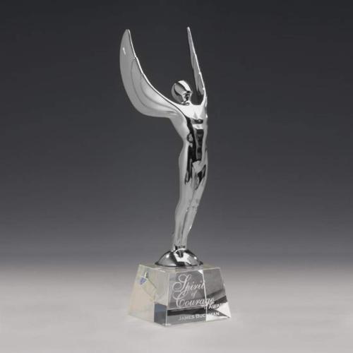 Awards and Trophies - Winged Achievement Metal on Optical Award