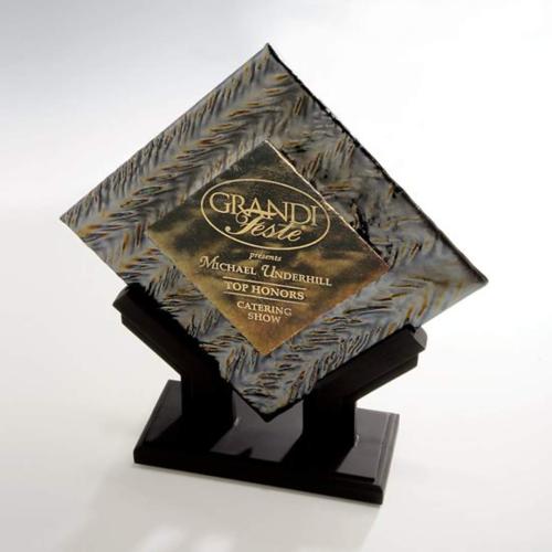 Awards and Trophies - Crystal Awards - Glass Awards - Art Glass Awards - Gold Fusion Diamond Glass Award