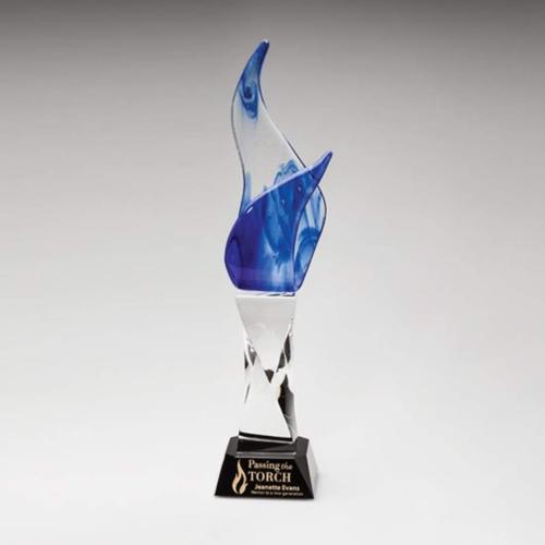 Awards and Trophies - Crystal Awards - Glass Awards - Art Glass Awards - Beacon Flare Flame Glass Award