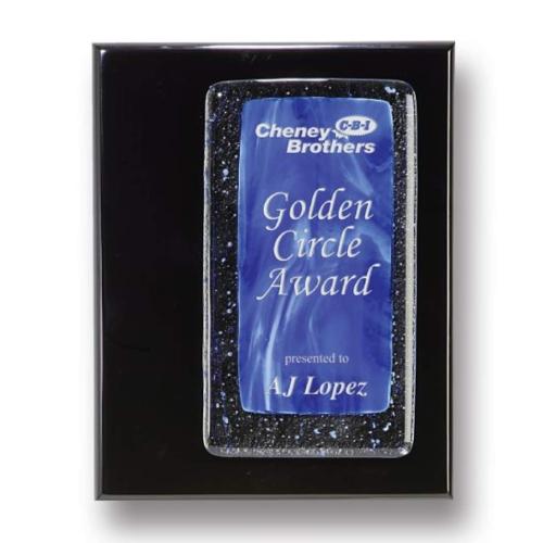 Awards and Trophies - Crystal Awards - Glass Awards - Art Glass Awards - Fusion Plaque - Sapphire