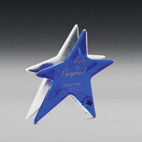 Awards and Trophies - Crystal Awards - Glass Awards - Art Glass Awards - Sapphire Art Star Glass Award