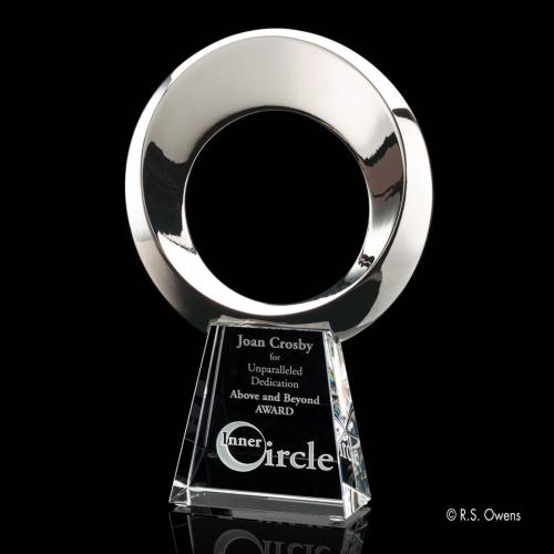 Awards and Trophies - Boundless Silver on Optical Circle Metal Award
