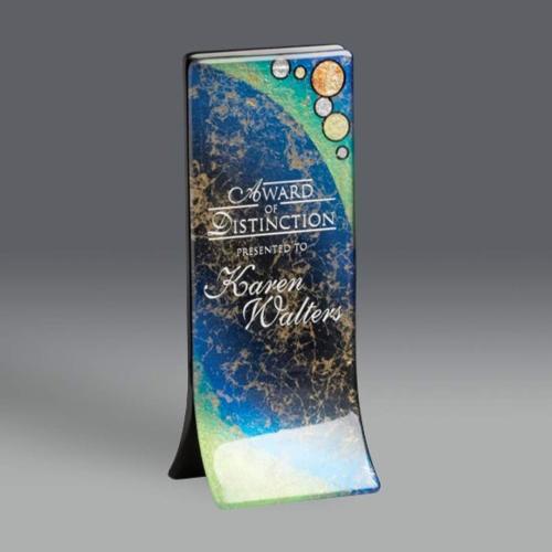Awards and Trophies - Crystal Awards - Glass Awards - Art Glass Awards - Plume Rectangle Glass Award