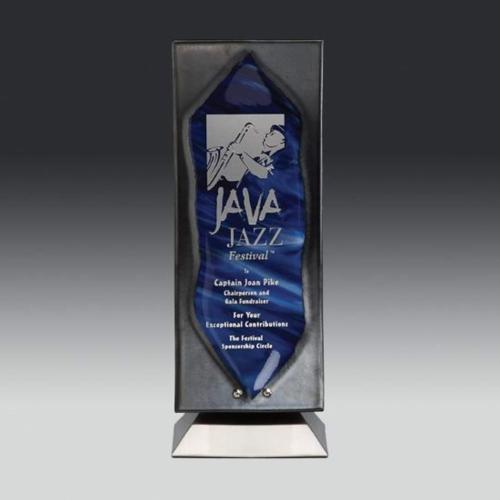 Awards and Trophies - Crystal Awards - Glass Awards - Art Glass Awards - Bow Rectangle Glass Award