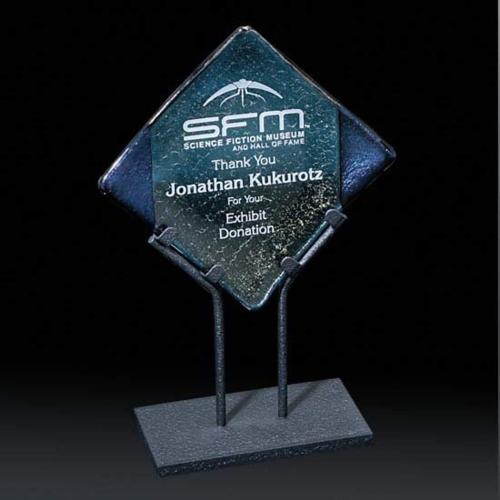 Awards and Trophies - Crystal Awards - Glass Awards - Art Glass Awards - Dark Laticcino Diamond Glass Award