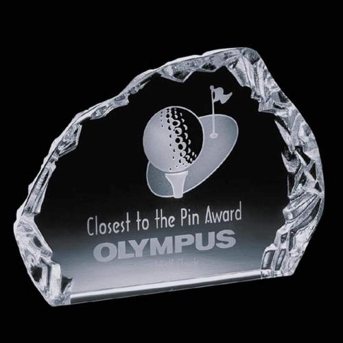 Awards and Trophies - Golf Awards - Golf Iceberg Horizontal Crystal Award