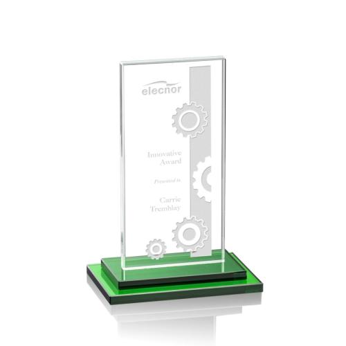 Awards and Trophies - Santorini Green Rectangle Crystal Award