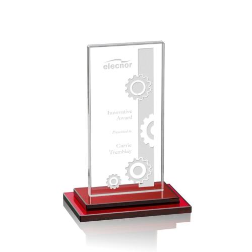 Awards and Trophies - Santorini Red Rectangle Crystal Award