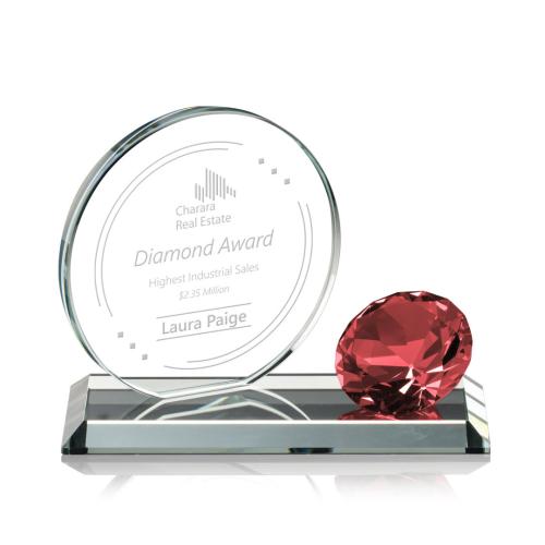 Awards and Trophies - Encarna Gemstone Ruby Circle Crystal Award
