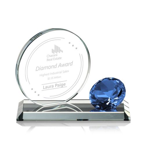 Awards and Trophies - Encarna Gemstone Sapphire Circle Crystal Award