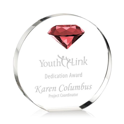 Awards and Trophies - Anastasia Gemstone Ruby Circle Crystal Award