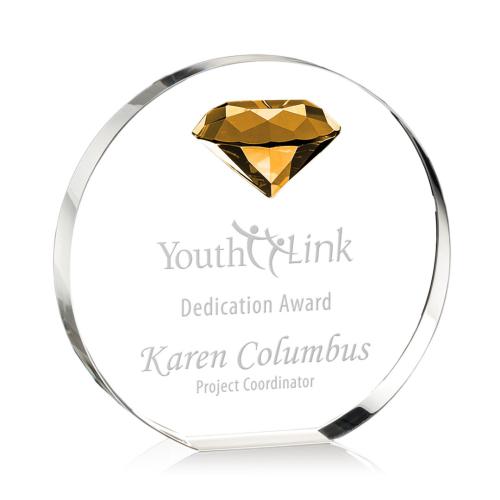 Awards and Trophies - Anastasia Gemstone Amber Circle Crystal Award