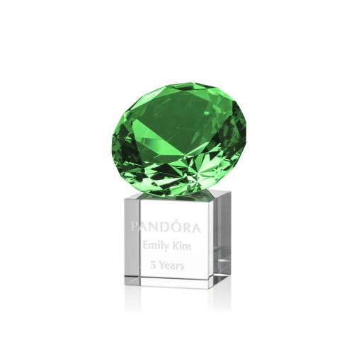 Awards and Trophies - Gemstone Emerald on Cube Crystal Award
