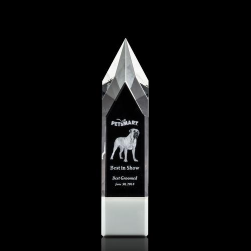 Awards and Trophies - Coventry 3D White Obelisk Crystal Award
