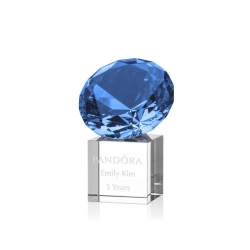 Awards and Trophies - Gemstone Sapphire on Cube Crystal Award