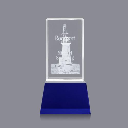 Awards and Trophies - Robson 3D Blue on Base Towers Crystal Award