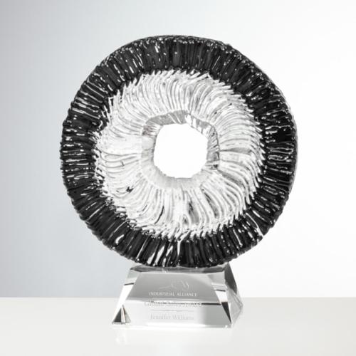 Awards and Trophies - Crystal Awards - Glass Awards - Art Glass Awards - Oracle Clear Circle Glass Award
