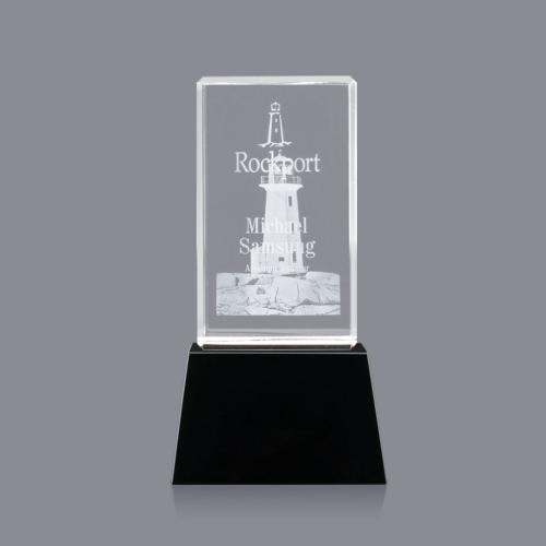 Awards and Trophies - Robson 3D Black on Base Towers Crystal Award