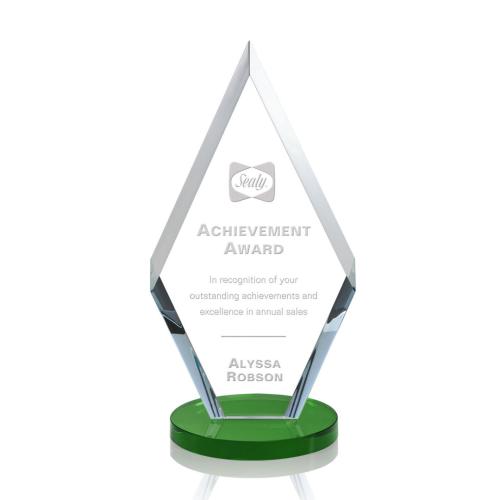 Awards and Trophies - Cancun Green Diamond Crystal Award