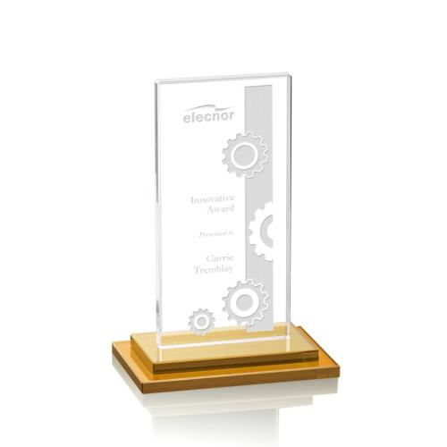 Awards and Trophies - Santorini Amber Rectangle Crystal Award