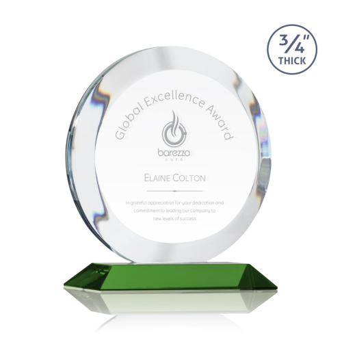 Awards and Trophies - Gibralter Green  Circle Crystal Award