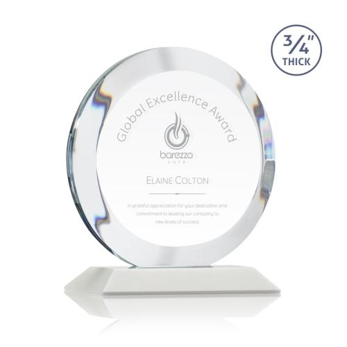 Awards and Trophies - Gibralter White Circle Crystal Award