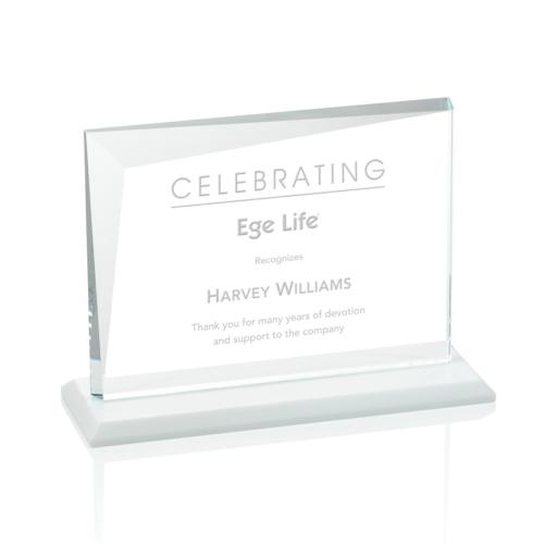 Awards and Trophies - Mirela White  Rectangle Crystal Award