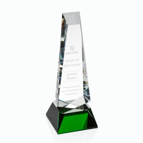 Awards and Trophies - Rustern Green  on Base Obelisk Crystal Award