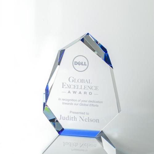 Awards and Trophies - Norwood Blue  Polygon Crystal Award