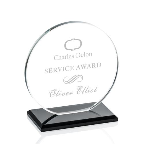 Awards and Trophies - Elgin Black  Circle Crystal Award