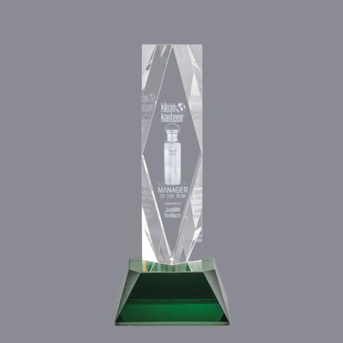 Awards and Trophies - President 3D Green on Base Crystal Award