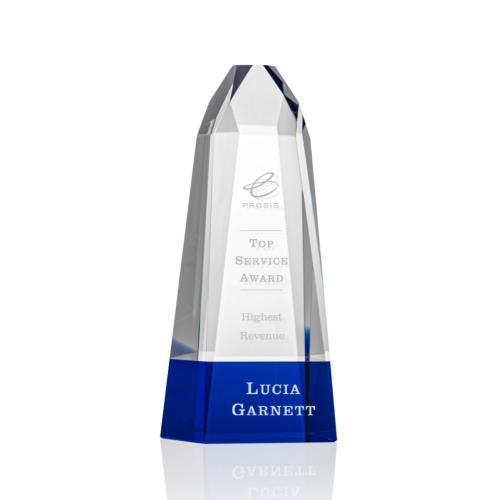 Awards and Trophies - Radiant Blue Obelisk Crystal Award