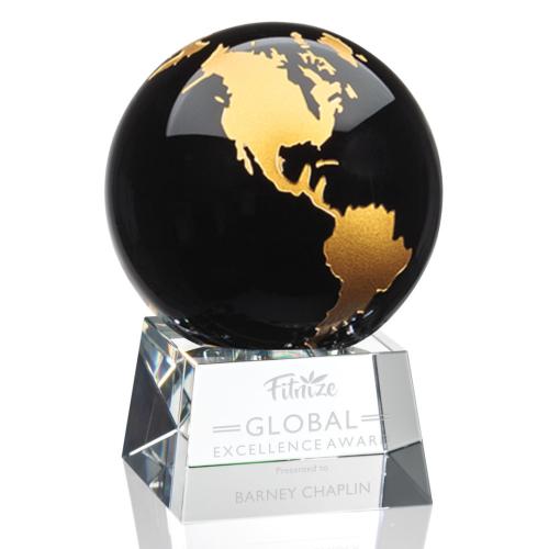 Awards and Trophies - Blythwood Black Globe Crystal Award