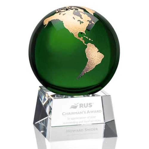 Awards and Trophies - Blythwood Green Globe Crystal Award