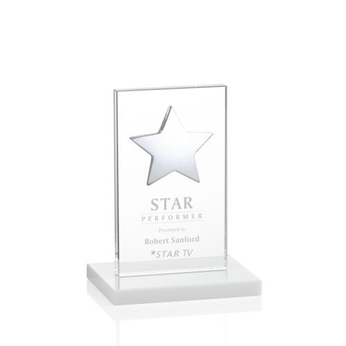 Awards and Trophies - Dallas Star White/Silver Rectangle Crystal Award