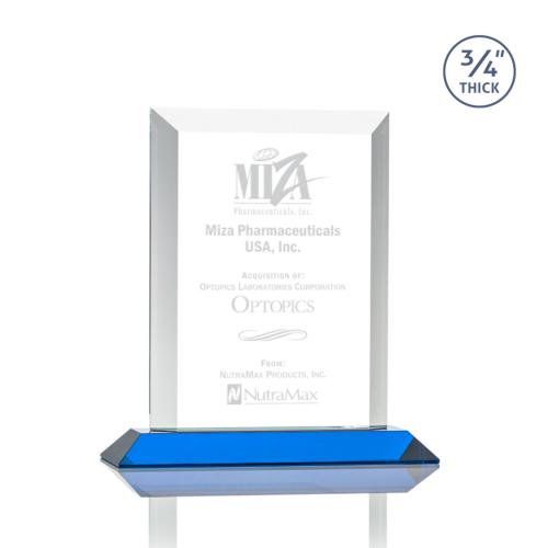 Awards and Trophies - Harrington Sky Blue Rectangle Crystal Award