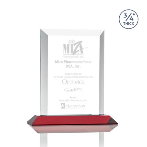 Awards and Trophies - Harrington Red  Rectangle Crystal Award