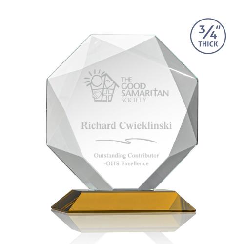 Awards and Trophies - Bradford Amber Polygon Crystal Award