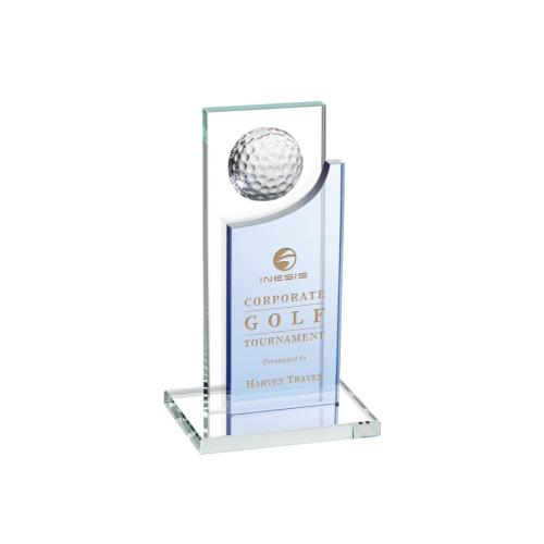 Awards and Trophies - Redmond Golf Sky Blue Rectangle Crystal Award