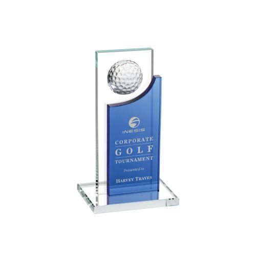 Awards and Trophies - Redmond Golf Blue Rectangle Crystal Award