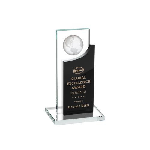 Awards and Trophies - Sherwood Globe Black Rectangle Crystal Award