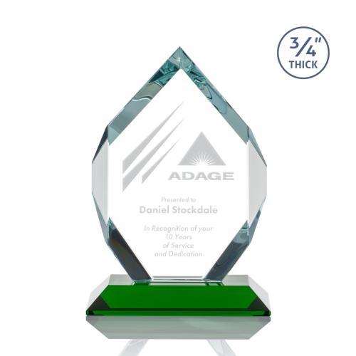 Awards and Trophies - Royal Diamond Green Polygon Crystal Award
