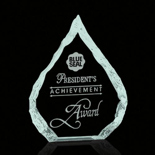 Awards and Trophies - Iceberg Oil Drop Jade Glass Award