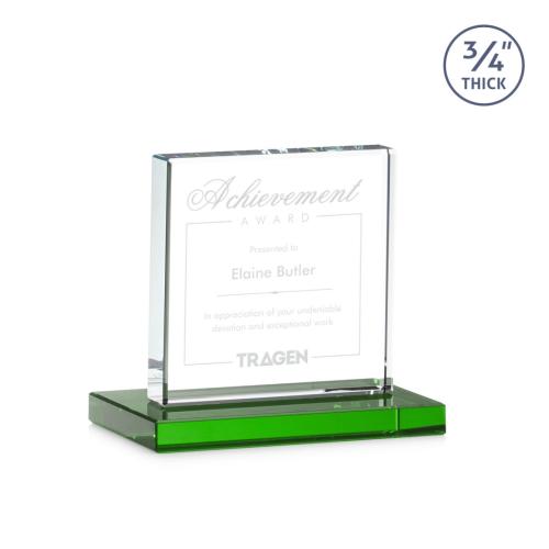 Awards and Trophies - Terra Green Square / Cube Crystal Award