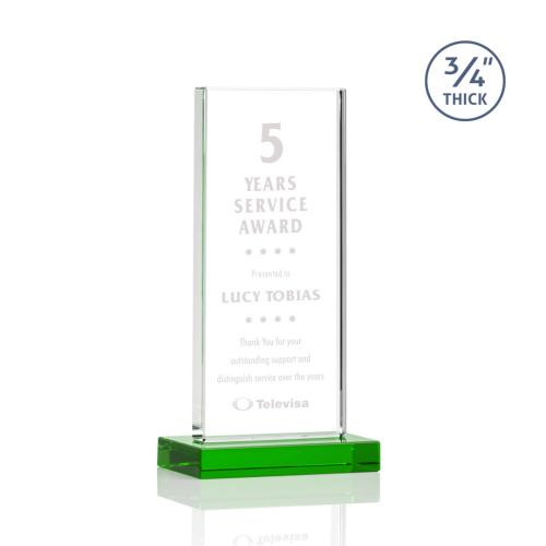 Awards and Trophies - Arizona Green  Rectangle Crystal Award