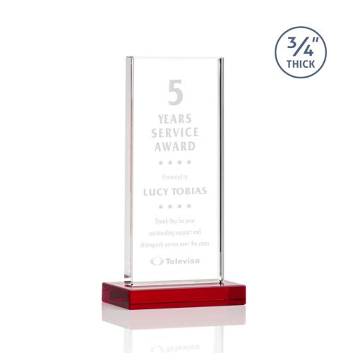 Awards and Trophies - Arizona Red  Rectangle Crystal Award