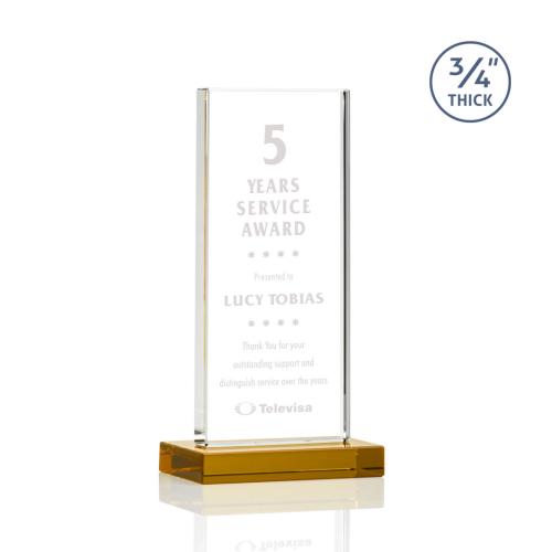 Awards and Trophies - Arizona Amber  Rectangle Crystal Award