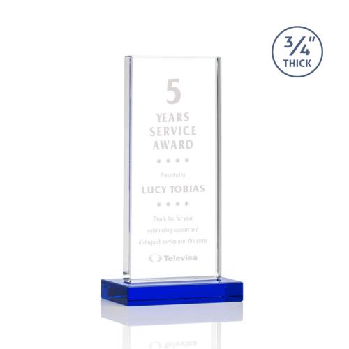 Awards and Trophies - Arizona Blue Rectangle Crystal Award