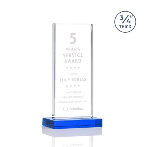 Awards and Trophies - Arizona Sky Blue Rectangle Crystal Award